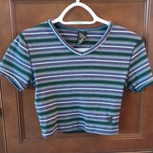 Striped V-Neck 90s Crop Top